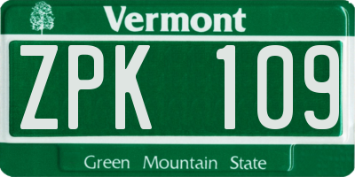 VT license plate ZPK109