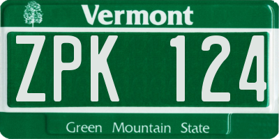 VT license plate ZPK124