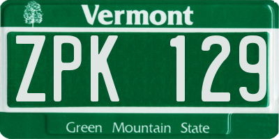 VT license plate ZPK129