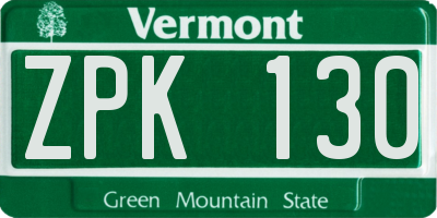 VT license plate ZPK130