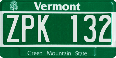 VT license plate ZPK132