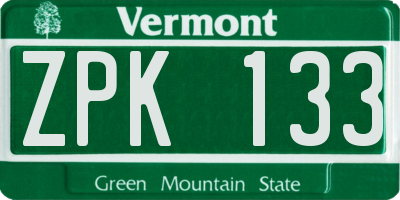 VT license plate ZPK133