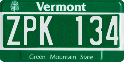VT license plate ZPK134