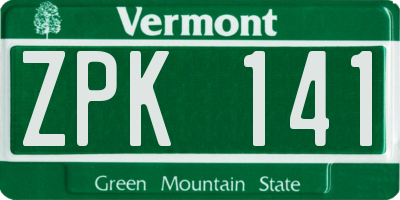 VT license plate ZPK141