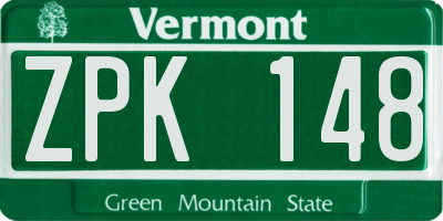 VT license plate ZPK148