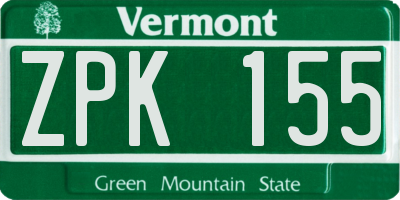 VT license plate ZPK155
