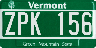 VT license plate ZPK156