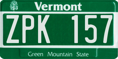 VT license plate ZPK157
