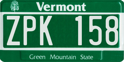 VT license plate ZPK158