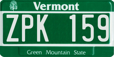 VT license plate ZPK159