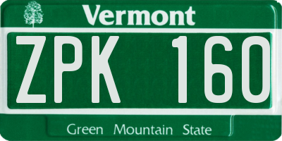 VT license plate ZPK160