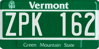 VT license plate ZPK162