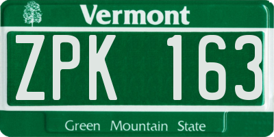 VT license plate ZPK163