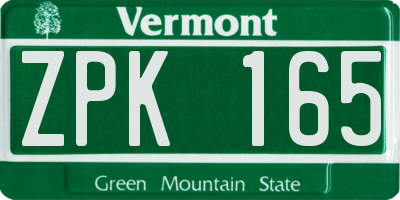 VT license plate ZPK165