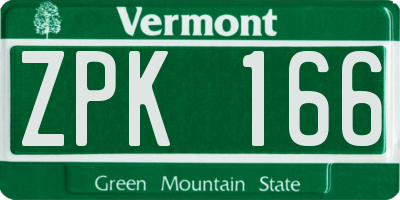 VT license plate ZPK166