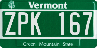 VT license plate ZPK167