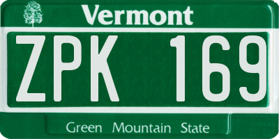 VT license plate ZPK169
