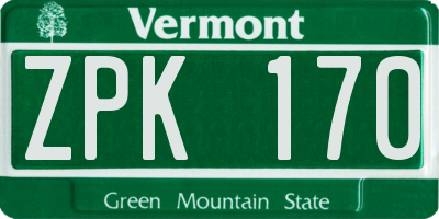 VT license plate ZPK170