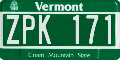 VT license plate ZPK171