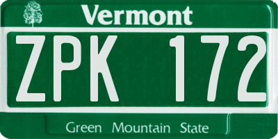 VT license plate ZPK172