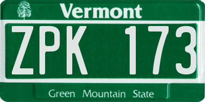 VT license plate ZPK173