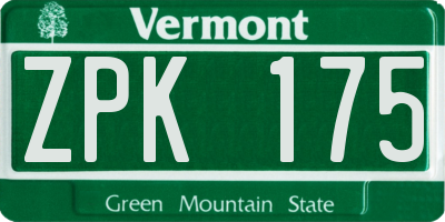 VT license plate ZPK175