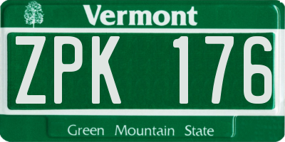 VT license plate ZPK176