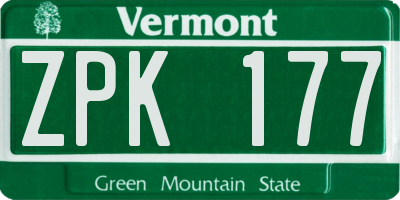 VT license plate ZPK177