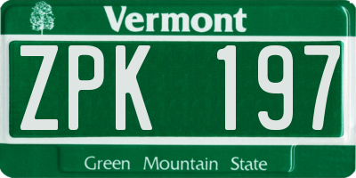 VT license plate ZPK197