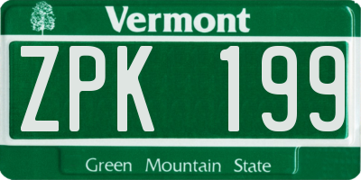 VT license plate ZPK199