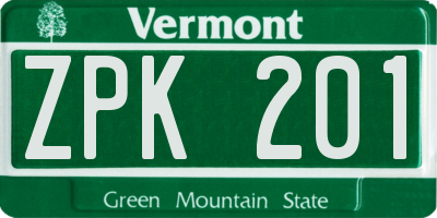 VT license plate ZPK201