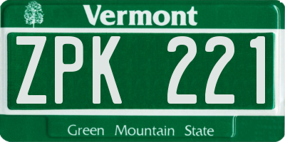 VT license plate ZPK221