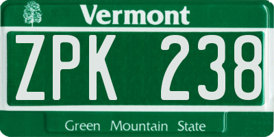 VT license plate ZPK238