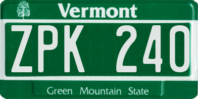 VT license plate ZPK240