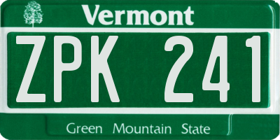 VT license plate ZPK241