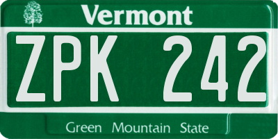 VT license plate ZPK242