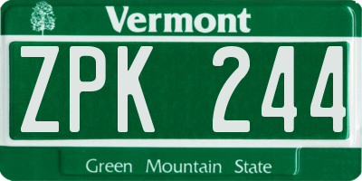 VT license plate ZPK244