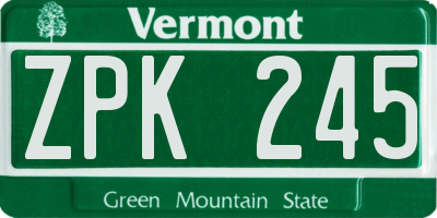 VT license plate ZPK245