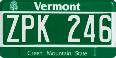 VT license plate ZPK246