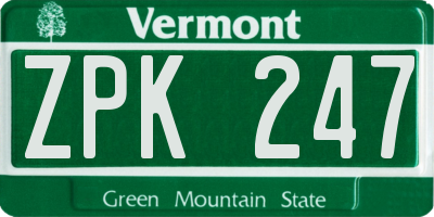 VT license plate ZPK247