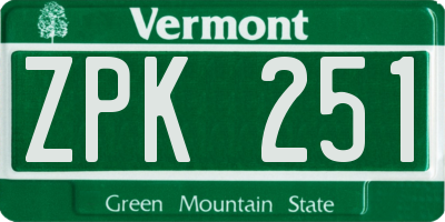 VT license plate ZPK251