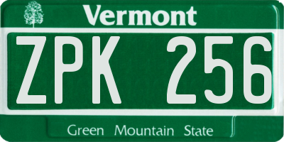 VT license plate ZPK256