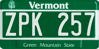 VT license plate ZPK257