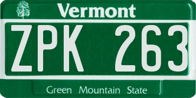 VT license plate ZPK263