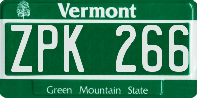 VT license plate ZPK266