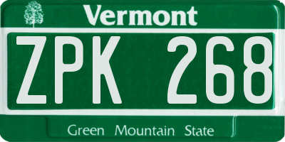 VT license plate ZPK268