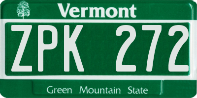 VT license plate ZPK272