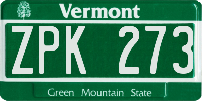 VT license plate ZPK273