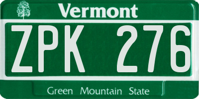 VT license plate ZPK276