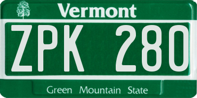 VT license plate ZPK280